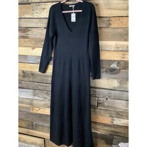 Marine layer Jade MIDI Sweater Dress Black Size XL